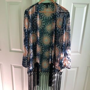 Boho summer oversized kimono with tassles